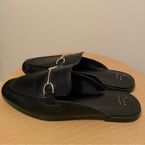 A New Day Black Leather Women's Mules